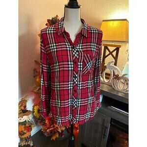 Rails flannel button up size M‎ red